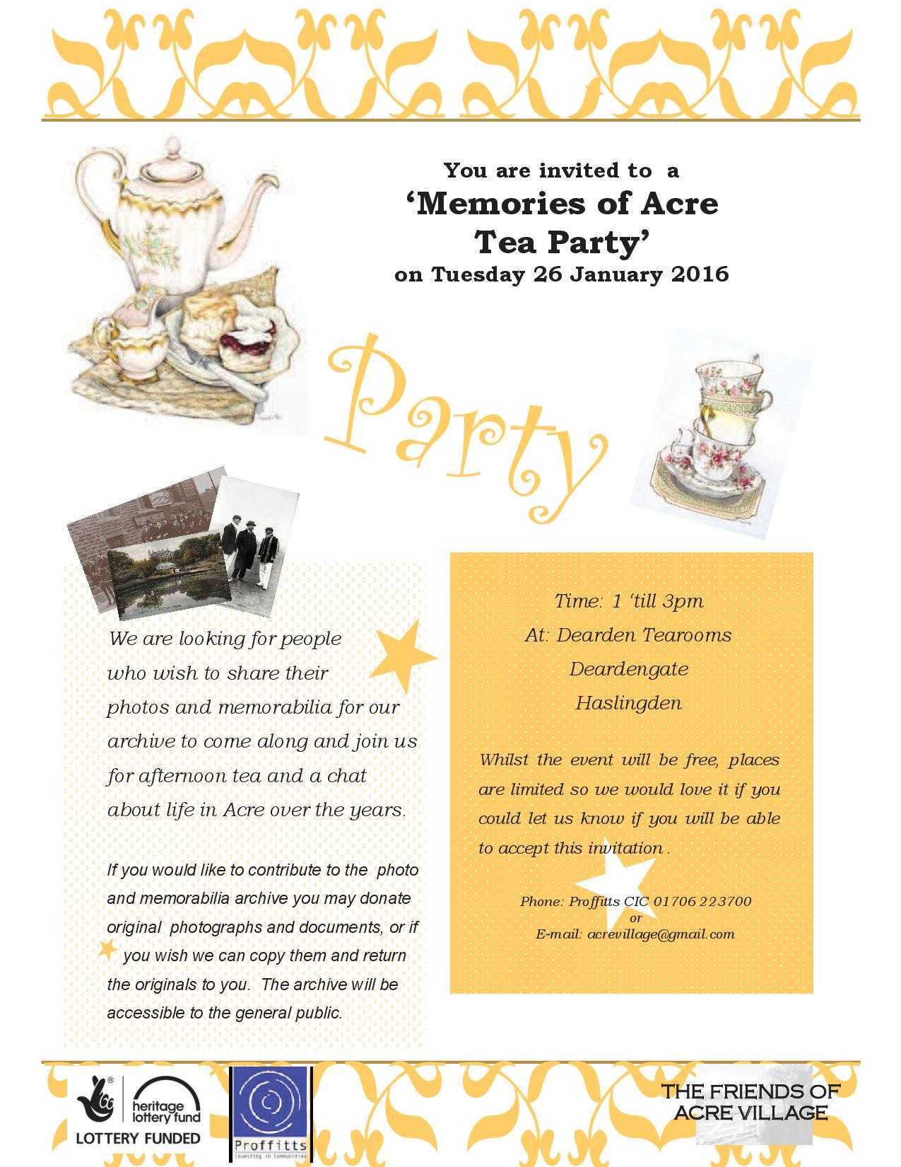 invite memories tea party 26 Jan 2016